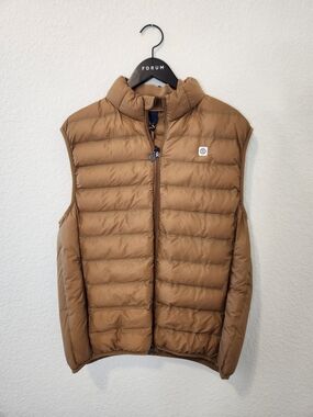 NWT Serge Blanco Blue Puffer Vest Camel Tan L